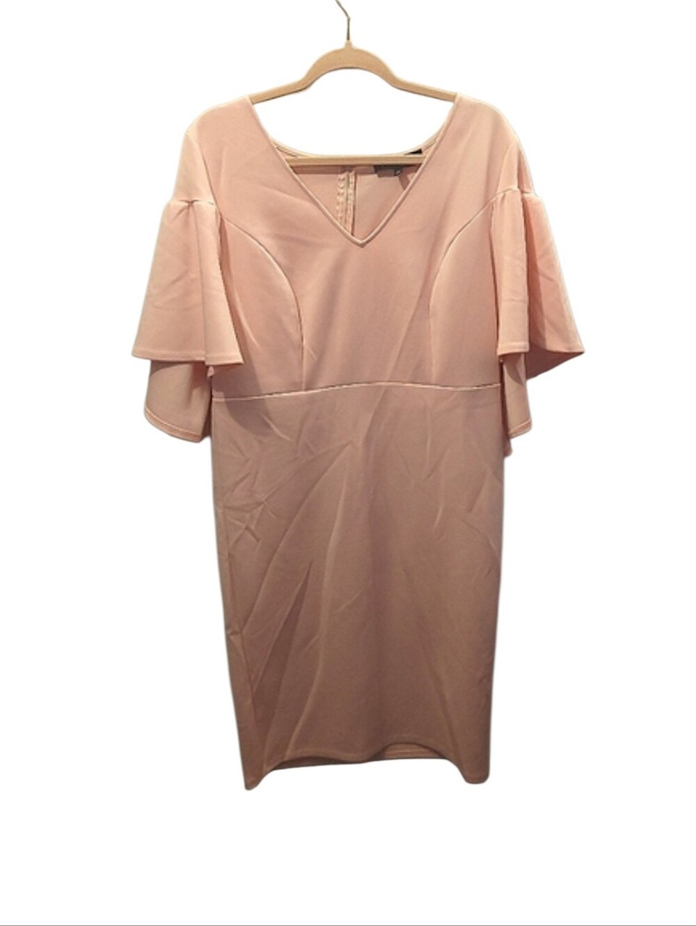 New WOT Eloquii V-neck pink ruffle cape dress